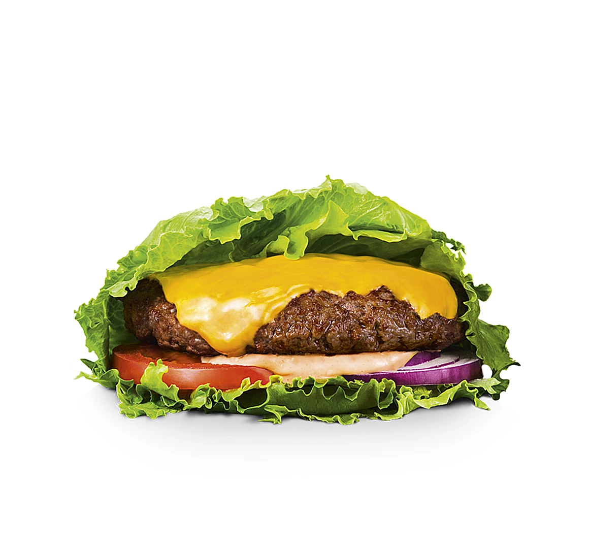 Plant Beef Burger z Serem w Sałacie w zestawie